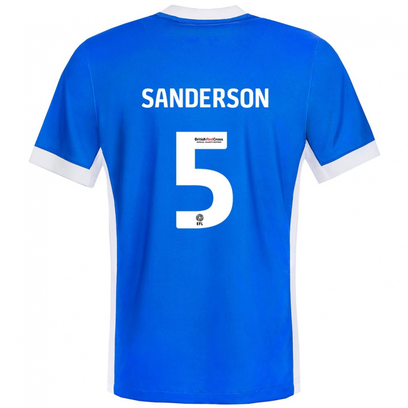 Kandiny Kinderen Dion Sanderson #5 Blauw Wit Thuisshirt Thuistenue 2024/25 T-Shirt