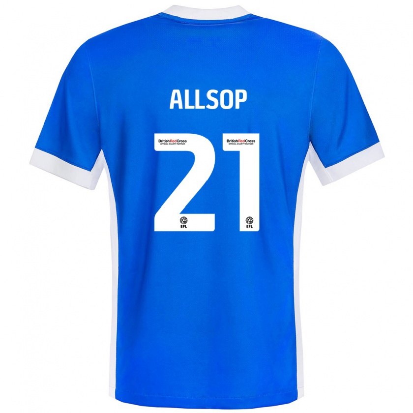 Kandiny Kinderen Ryan Allsop #21 Blauw Wit Thuisshirt Thuistenue 2024/25 T-Shirt