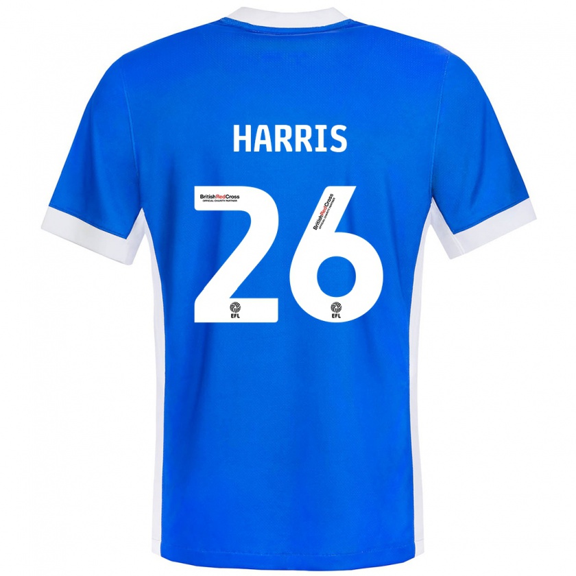 Kandiny Niño Camiseta Luke Harris #26 Azul Blanco 1ª Equipación 2024/25 La Camisa