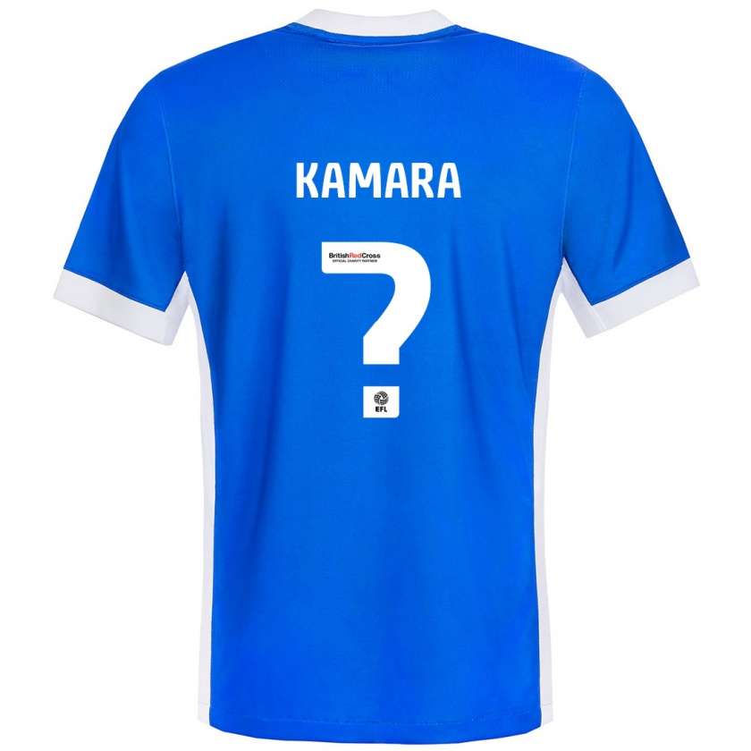 Kandiny Niño Camiseta Sahid Kamara #0 Azul Blanco 1ª Equipación 2024/25 La Camisa