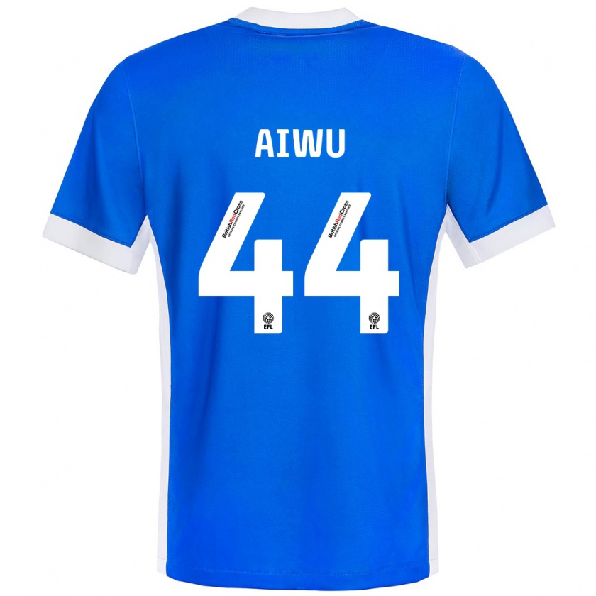 Kandiny Kinderen Emanuel Aiwu #44 Blauw Wit Thuisshirt Thuistenue 2024/25 T-Shirt