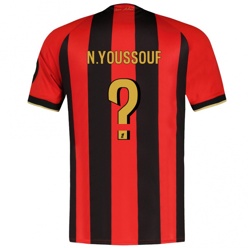 Kandiny Kinderen Naké Youssouf #0 Rood Zwart Thuisshirt Thuistenue 2024/25 T-Shirt