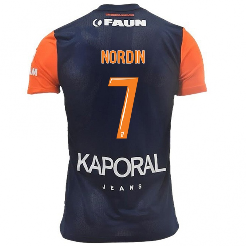 Kandiny Criança Camisola Arnaud Nordin #7 Laranja Azul Marinho Principal 2024/25 Camisa Brasil