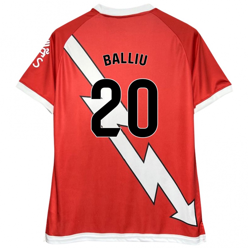 Kandiny Niño Camiseta Iván Balliu #20 Blanco Rojo 1ª Equipación 2024/25 La Camisa