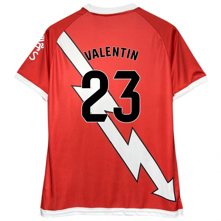 Kandiny Kinderen Óscar Valentín #23 Wit Rood Thuisshirt Thuistenue 2024/25 T-Shirt