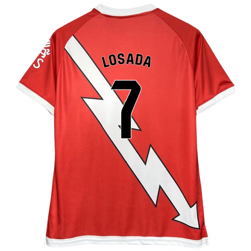 Kandiny Kinderen Juan Losada #7 Wit Rood Thuisshirt Thuistenue 2024/25 T-Shirt