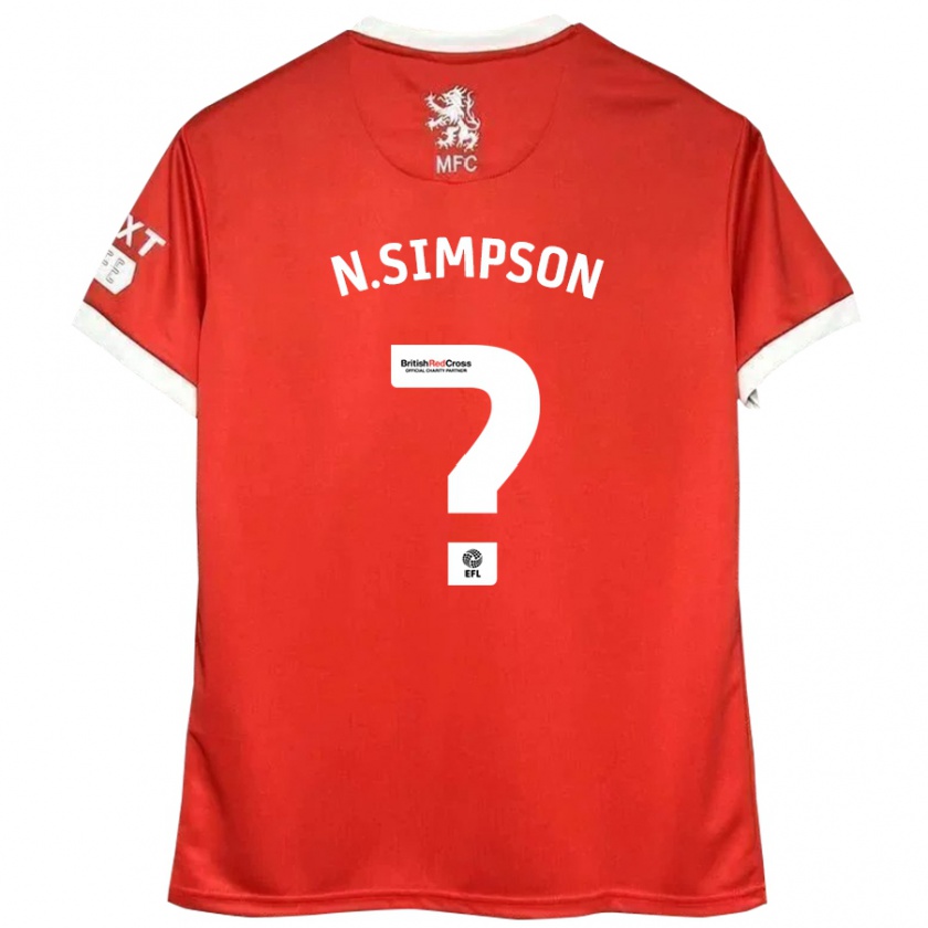 Kandiny Bambino Maglia Nathan Simpson #0 Rosso Bianco Kit Gara Home 2024/25 Maglietta