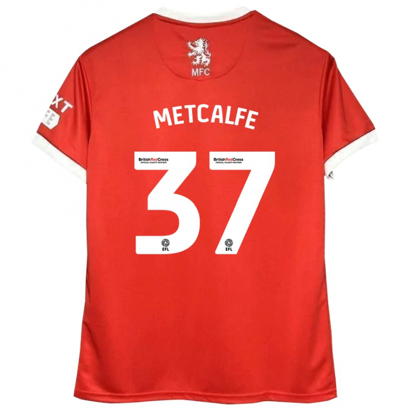 Kandiny Kinderen Max Metcalfe #37 Rood Wit Thuisshirt Thuistenue 2024/25 T-Shirt België