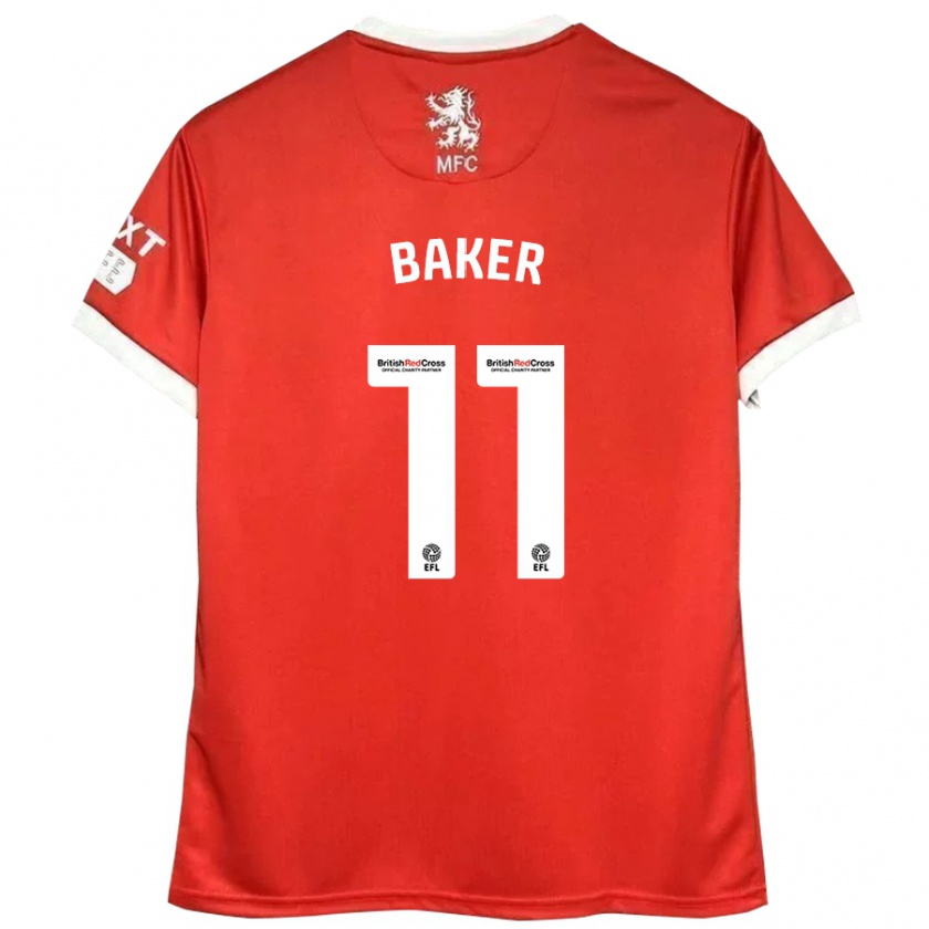 Kandiny Bambino Maglia Ella Baker #11 Rosso Bianco Kit Gara Home 2024/25 Maglietta