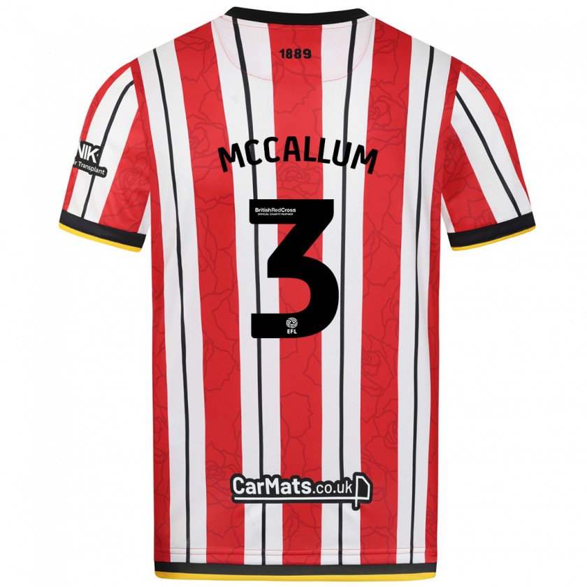 Kandiny Bambino Maglia Sam Mccallum #3 Rosso Strisce Bianche Kit Gara Home 2024/25 Maglietta