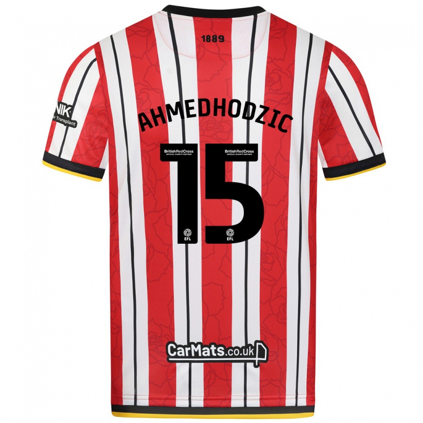 Kandiny Bambino Maglia Anel Ahmedhodzic #15 Rosso Strisce Bianche Kit Gara Home 2024/25 Maglietta