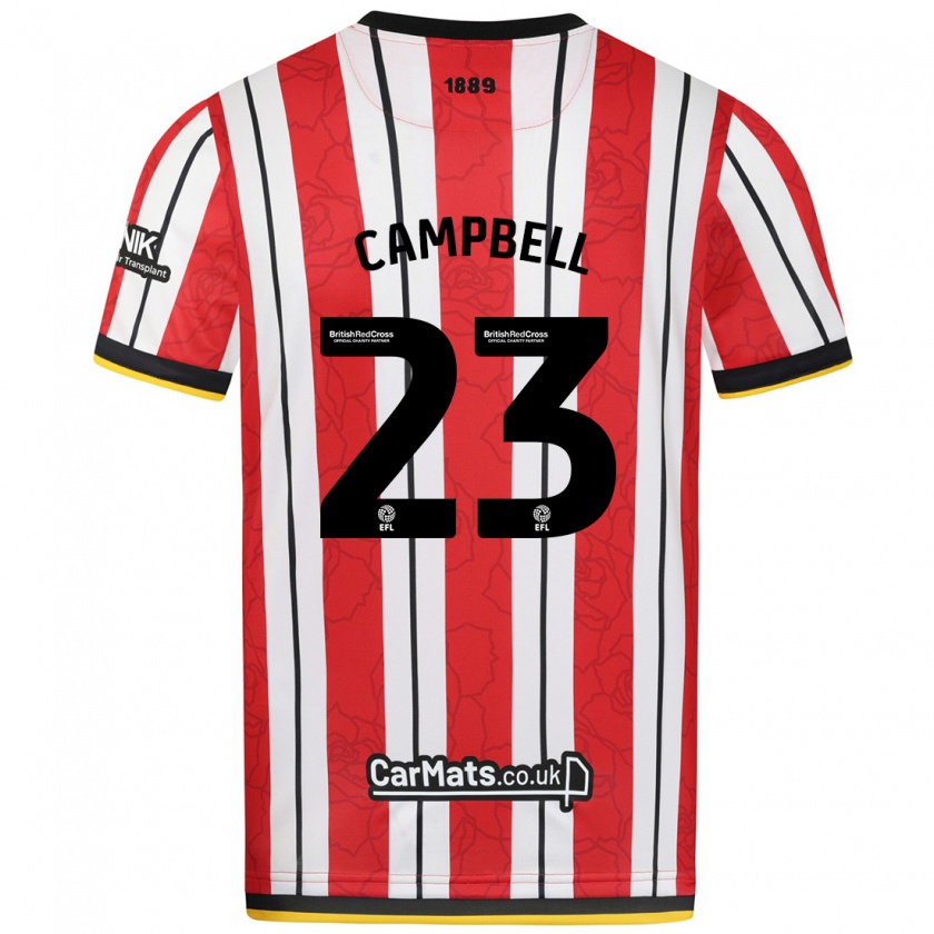 Kandiny Bambino Maglia Tyrese Campbell #23 Rosso Strisce Bianche Kit Gara Home 2024/25 Maglietta