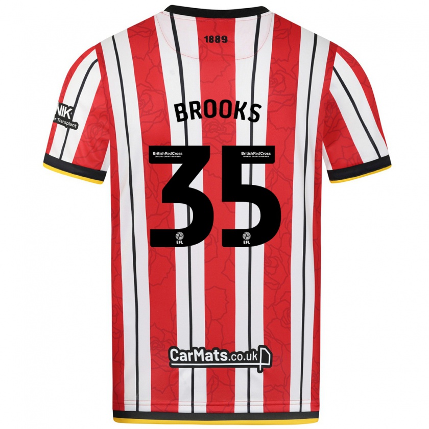 Kandiny Niño Camiseta Andre Brooks #35 Rojo Blanco Rayas 1ª Equipación 2024/25 La Camisa