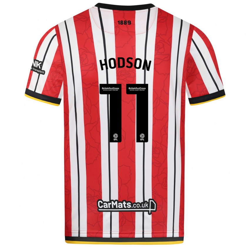 Kandiny Kinderen Ashley Hodson #11 Rood Witte Strepen Thuisshirt Thuistenue 2024/25 T-Shirt België