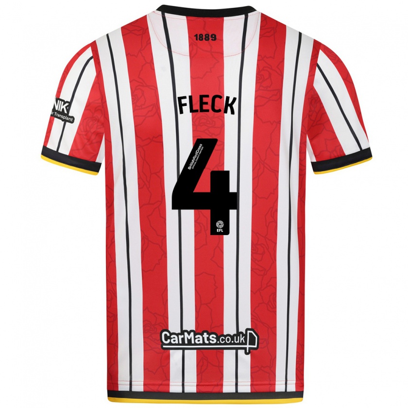 Kandiny Bambino Maglia John Fleck #4 Rosso Strisce Bianche Kit Gara Home 2024/25 Maglietta