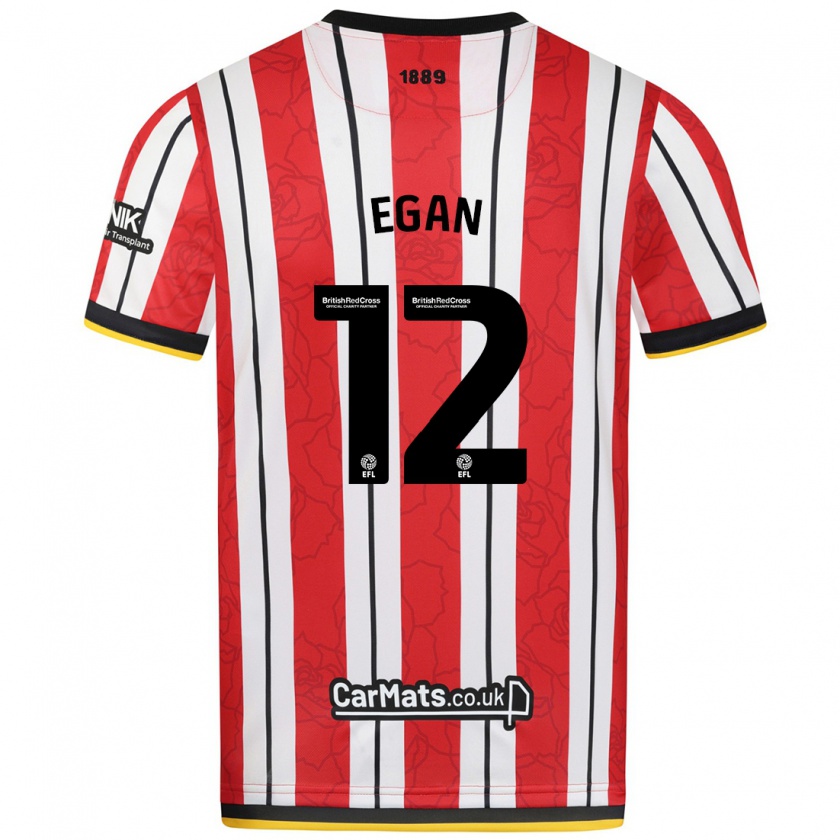 Kandiny Kinderen John Egan #12 Rood Witte Strepen Thuisshirt Thuistenue 2024/25 T-Shirt