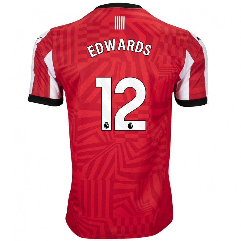 Kandiny Bambino Maglia Ronnie Edwards #12 Rosso Bianco Kit Gara Home 2024/25 Maglietta