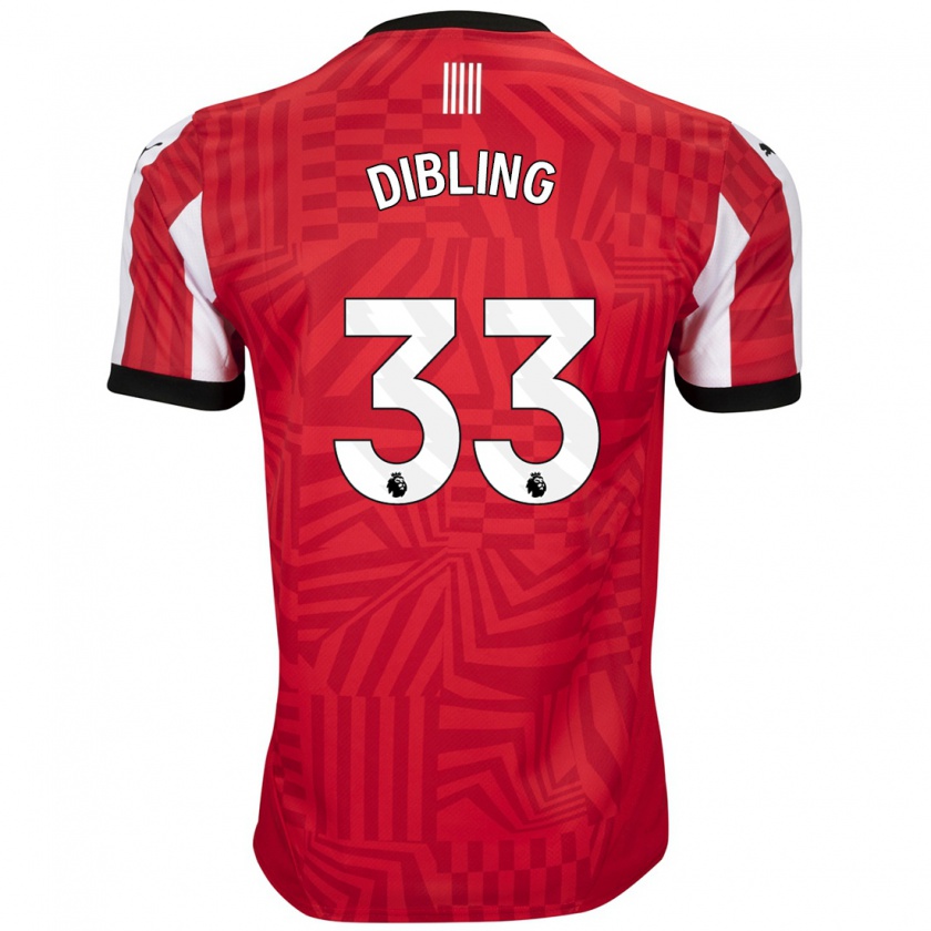 Kandiny Bambino Maglia Tyler Dibling #33 Rosso Bianco Kit Gara Home 2024/25 Maglietta