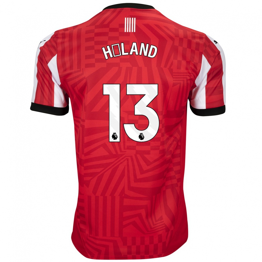 Kandiny Niño Camiseta Benedicte Håland #13 Rojo Blanco 1ª Equipación 2024/25 La Camisa