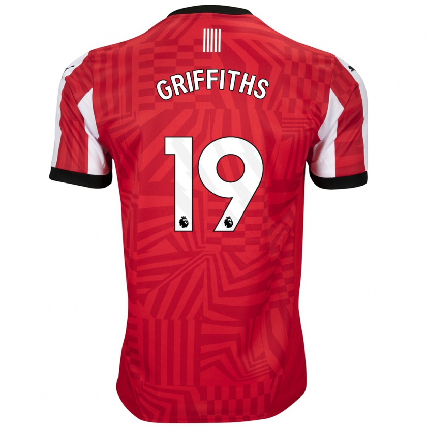 Kandiny Bambino Maglia Alice Griffiths #19 Rosso Bianco Kit Gara Home 2024/25 Maglietta