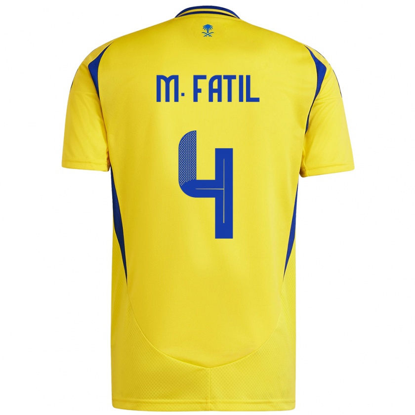 Kandiny Kinderen Mohammed Al-Fatil #4 Geel Blauw Thuisshirt Thuistenue 2024/25 T-Shirt