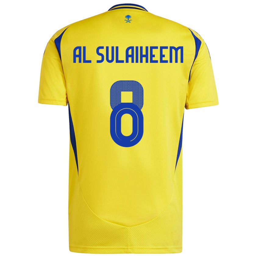 Kandiny Kinderen Abdulmajeed Al-Sulayhim #8 Geel Blauw Thuisshirt Thuistenue 2024/25 T-Shirt