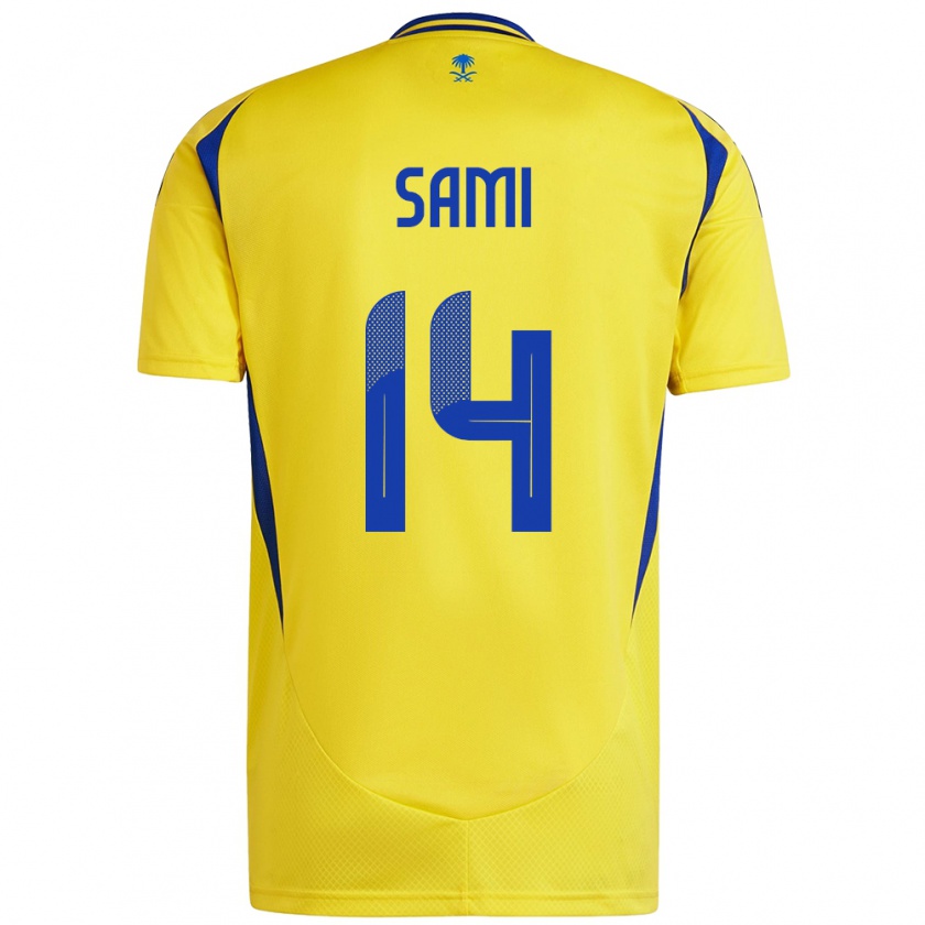 Kandiny Niño Camiseta Sami Al-Najei #14 Amarillo Azul 1ª Equipación 2024/25 La Camisa