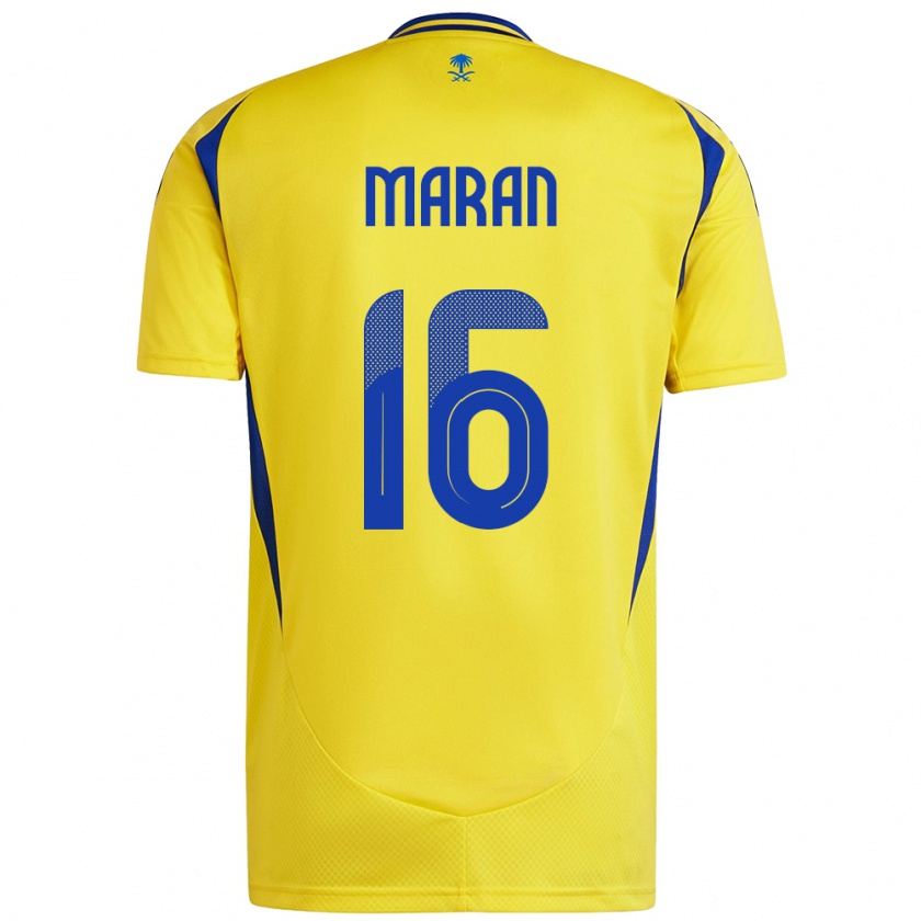 Kandiny Bambino Maglia Mohammed Maran #16 Giallo Blu Kit Gara Home 2024/25 Maglietta