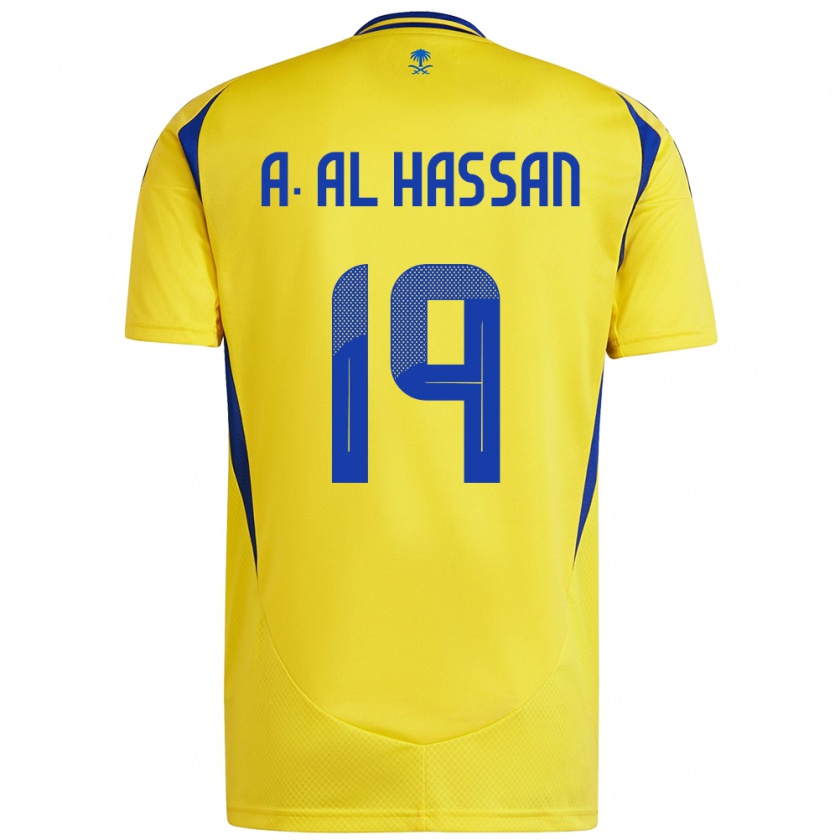 Kandiny Kinderen Ali Al-Hassan #19 Geel Blauw Thuisshirt Thuistenue 2024/25 T-Shirt