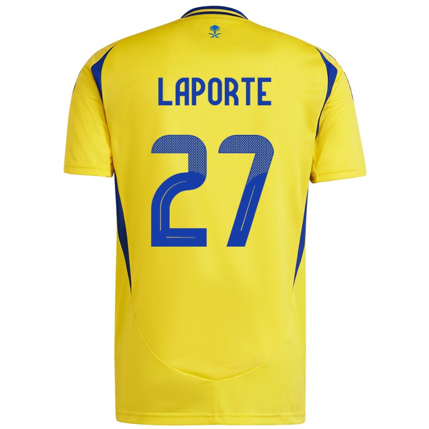 Kandiny Kinderen Aymeric Laporte #27 Geel Blauw Thuisshirt Thuistenue 2024/25 T-Shirt