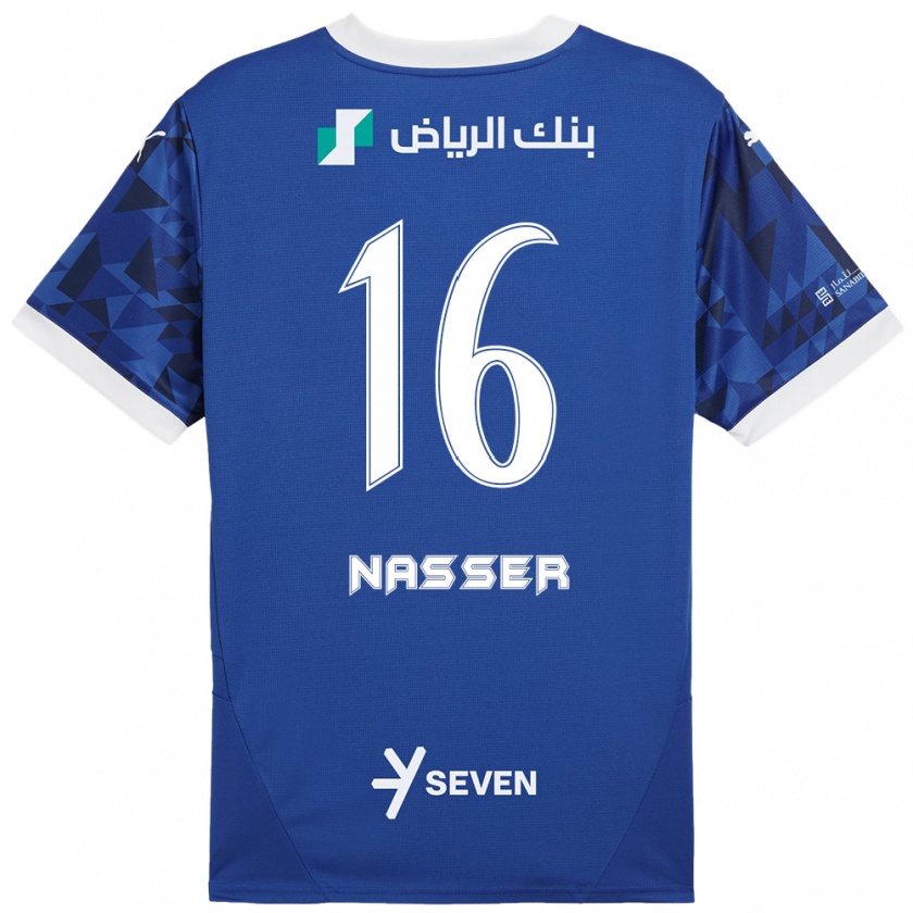 Kandiny Kinderen Nasser Al-Dawsari #16 Donkerblauw Wit Thuisshirt Thuistenue 2024/25 T-Shirt België