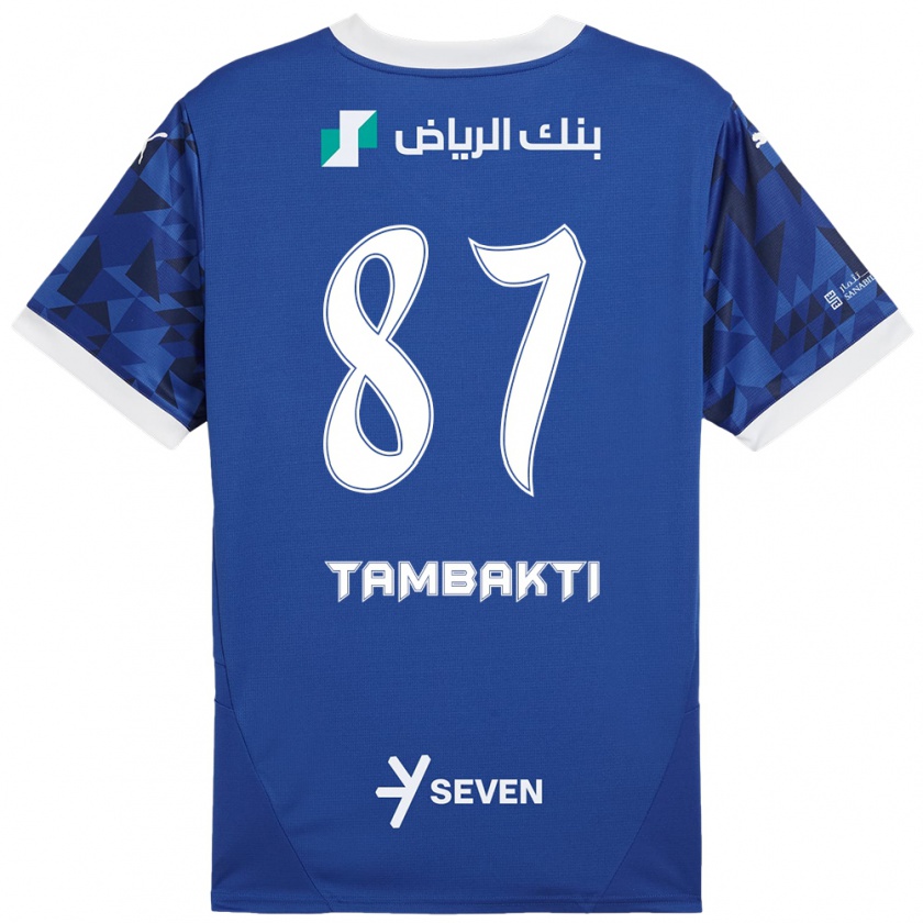 Kandiny Niño Camiseta Hassan Tambakti #87 Azul Oscuro Blanco 1ª Equipación 2024/25 La Camisa