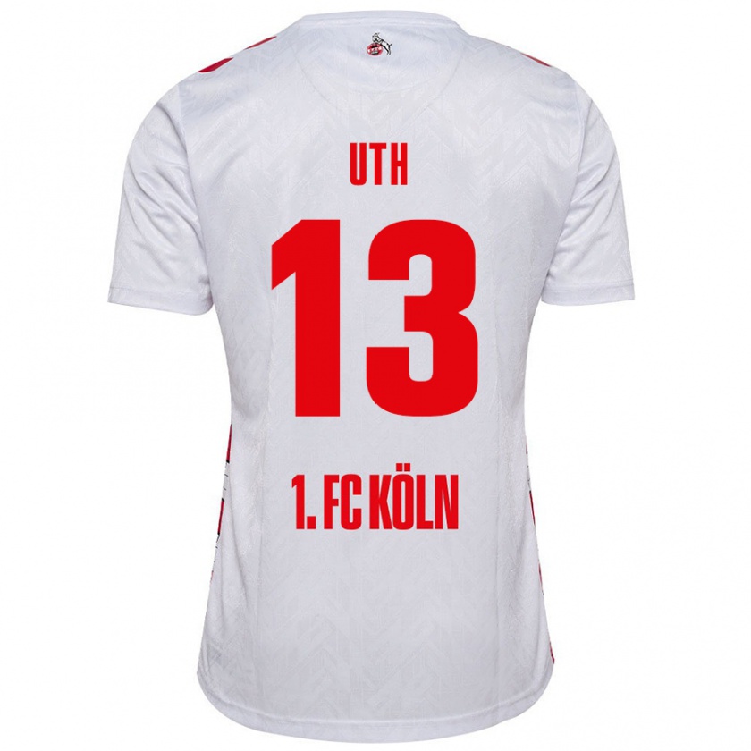 Kandiny Niño Camiseta Mark Uth #13 Blanco Rojo 1ª Equipación 2024/25 La Camisa