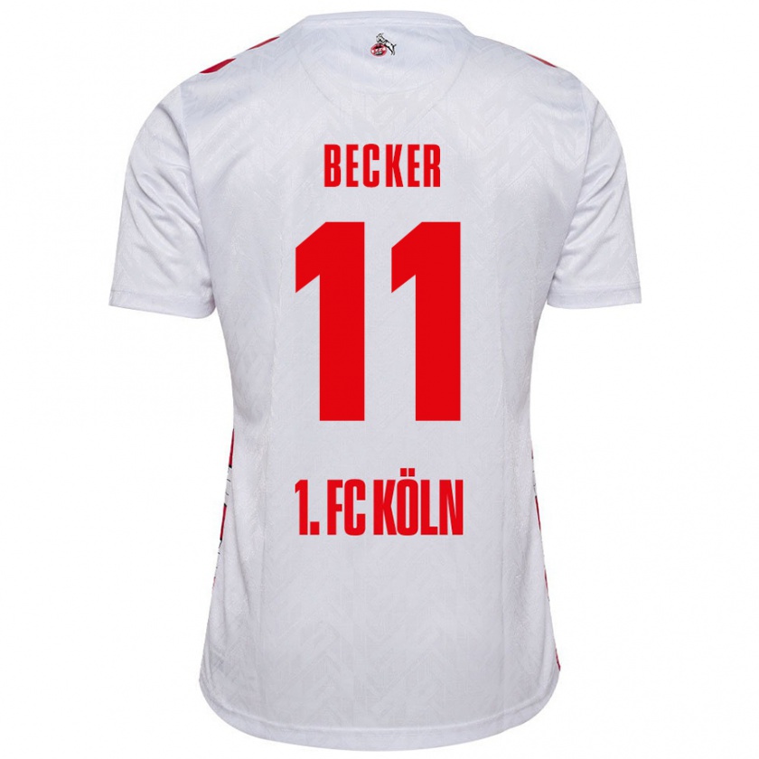 Kandiny Niño Camiseta Marlon Becker #11 Blanco Rojo 1ª Equipación 2024/25 La Camisa