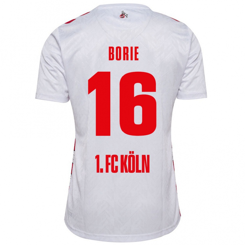 Kandiny Niño Camiseta Etienne Borie #16 Blanco Rojo 1ª Equipación 2024/25 La Camisa