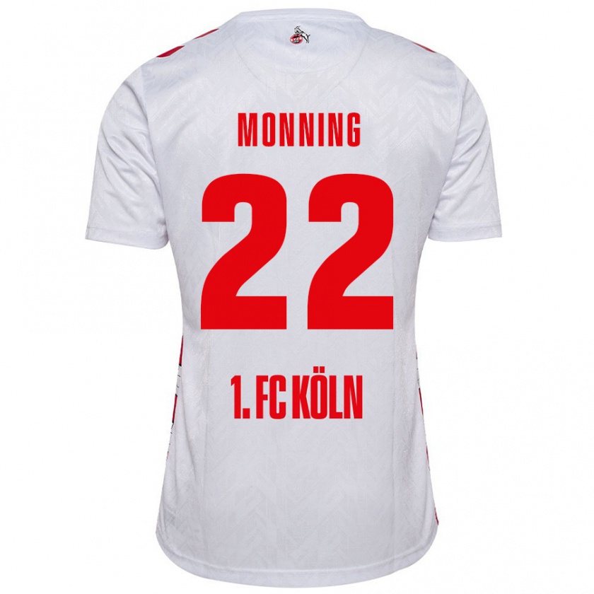 Kandiny Niño Camiseta Marlon Monning #22 Blanco Rojo 1ª Equipación 2024/25 La Camisa