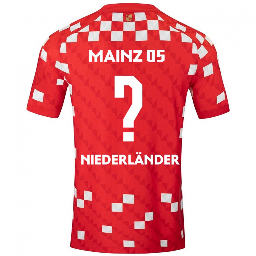 Kandiny Niño Camiseta Lennart Niederländer #0 Blanco Rojo 1ª Equipación 2024/25 La Camisa