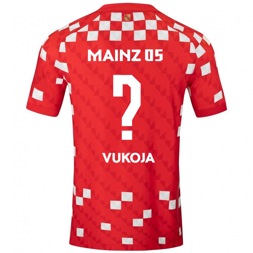 Kandiny Niño Camiseta Luka Vukoja #0 Blanco Rojo 1ª Equipación 2024/25 La Camisa