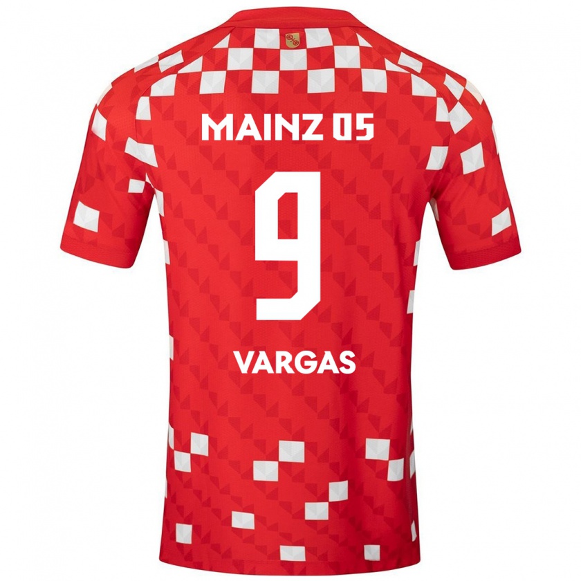 Kandiny Niño Camiseta Nayrobi Vargas #9 Blanco Rojo 1ª Equipación 2024/25 La Camisa