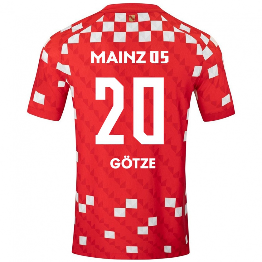 Kandiny Niño Camiseta Justus Götze #20 Blanco Rojo 1ª Equipación 2024/25 La Camisa