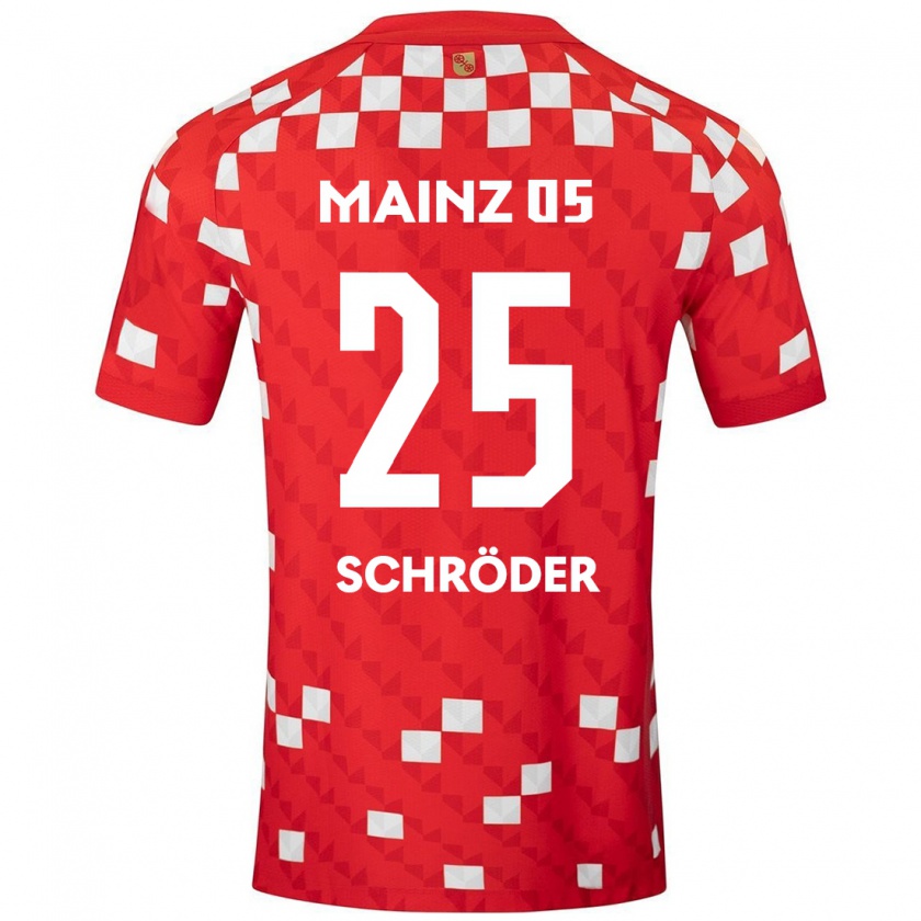 Kandiny Niño Camiseta Maxim Schröder #25 Blanco Rojo 1ª Equipación 2024/25 La Camisa