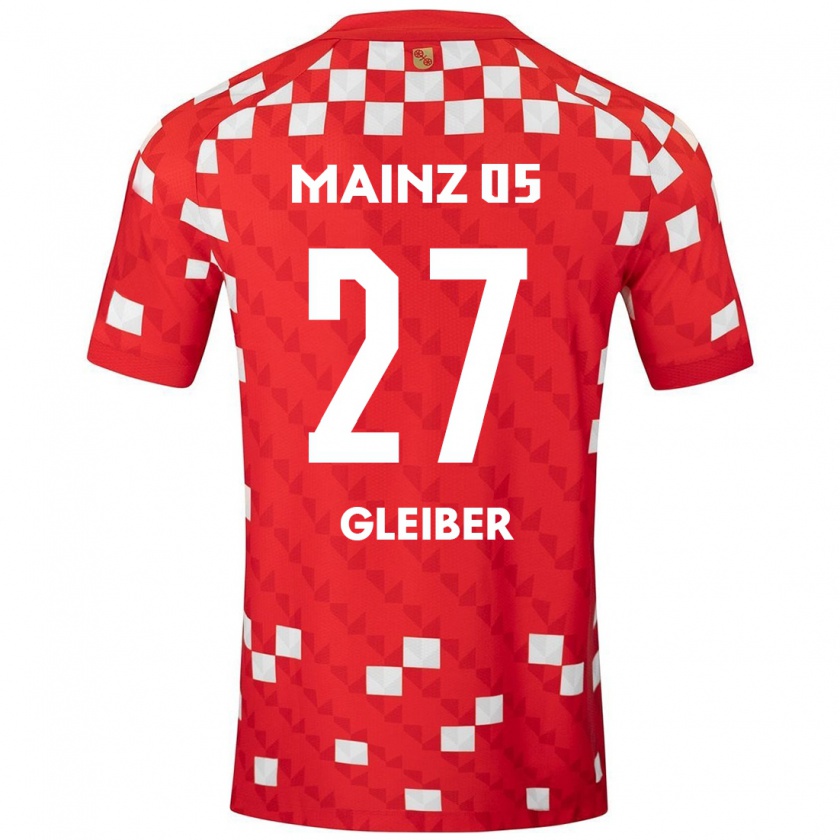 Kandiny Niño Camiseta Daniel Gleiber #27 Blanco Rojo 1ª Equipación 2024/25 La Camisa