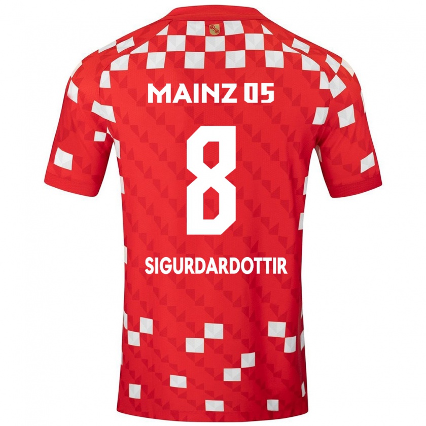 Kandiny Niño Camiseta Heiðrún Sigurðardóttir #8 Blanco Rojo 1ª Equipación 2024/25 La Camisa