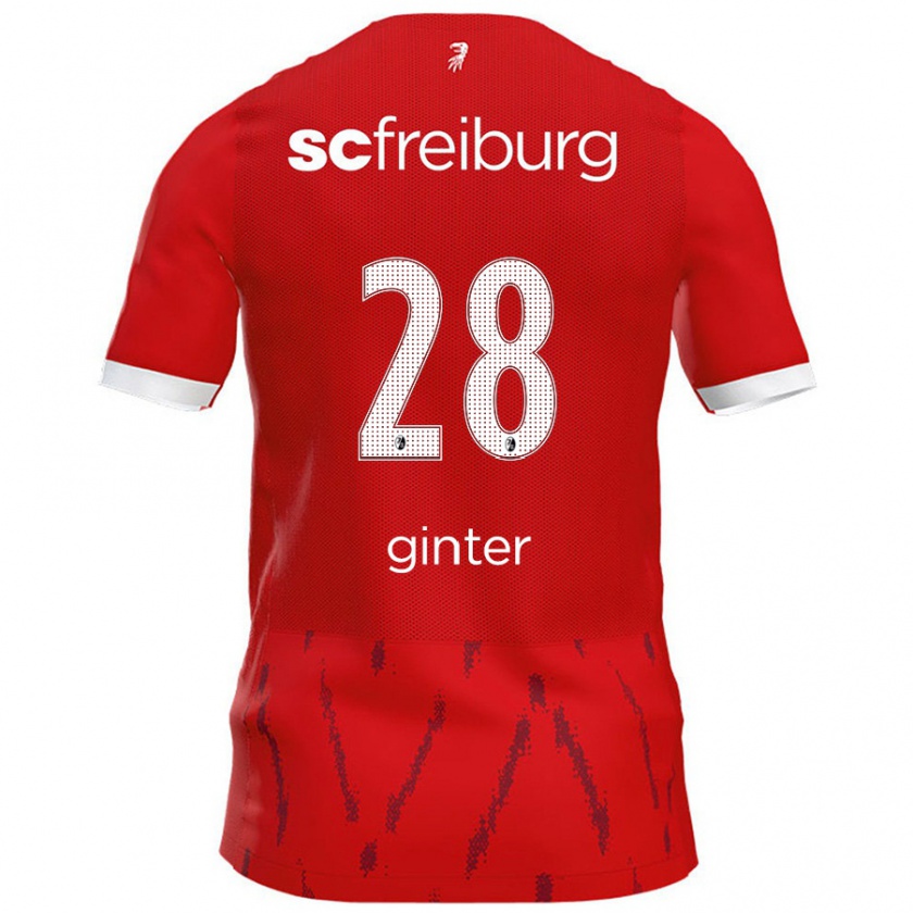 Kandiny Criança Camisola Matthias Ginter #28 Vermelho Principal 2024/25 Camisa Brasil