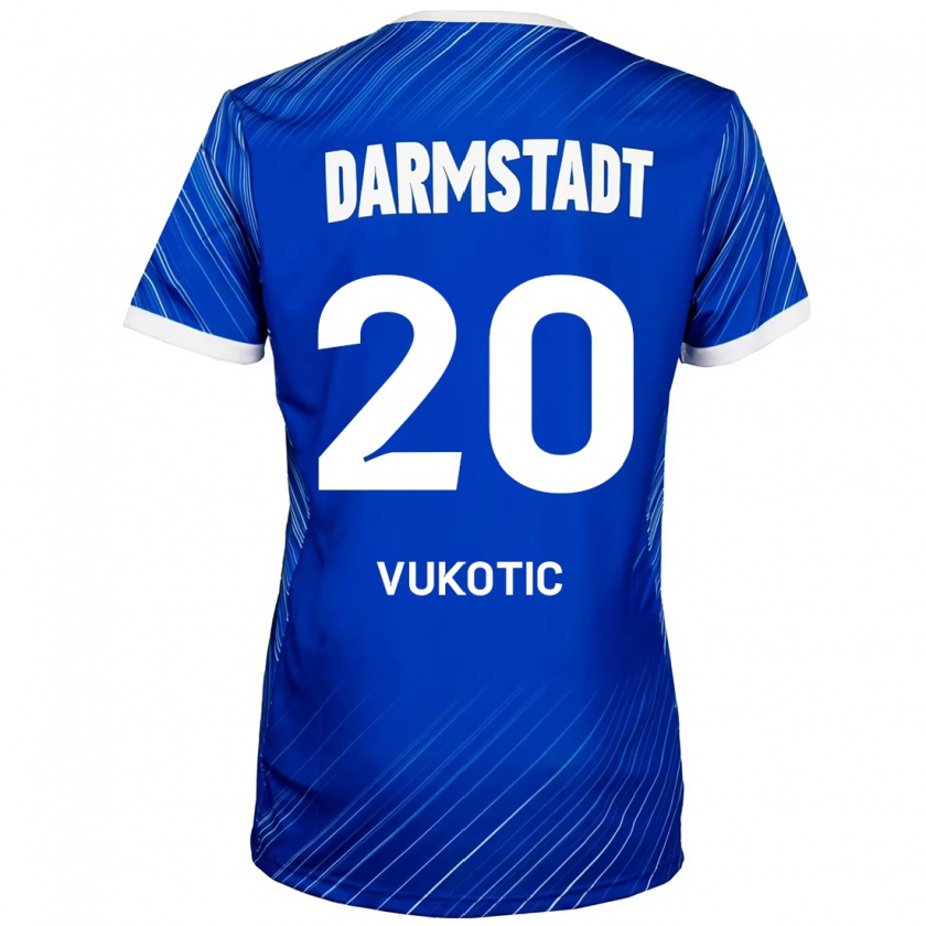 Kandiny Kinderen Aleksandar Vukotic #20 Blauw Wit Thuisshirt Thuistenue 2024/25 T-Shirt België