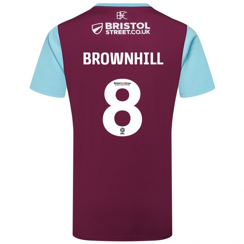 Kandiny Kinder Josh Brownhill #8 Burgunderrot Himmelblau Heimtrikot Trikot 2024/25 T-Shirt Österreich