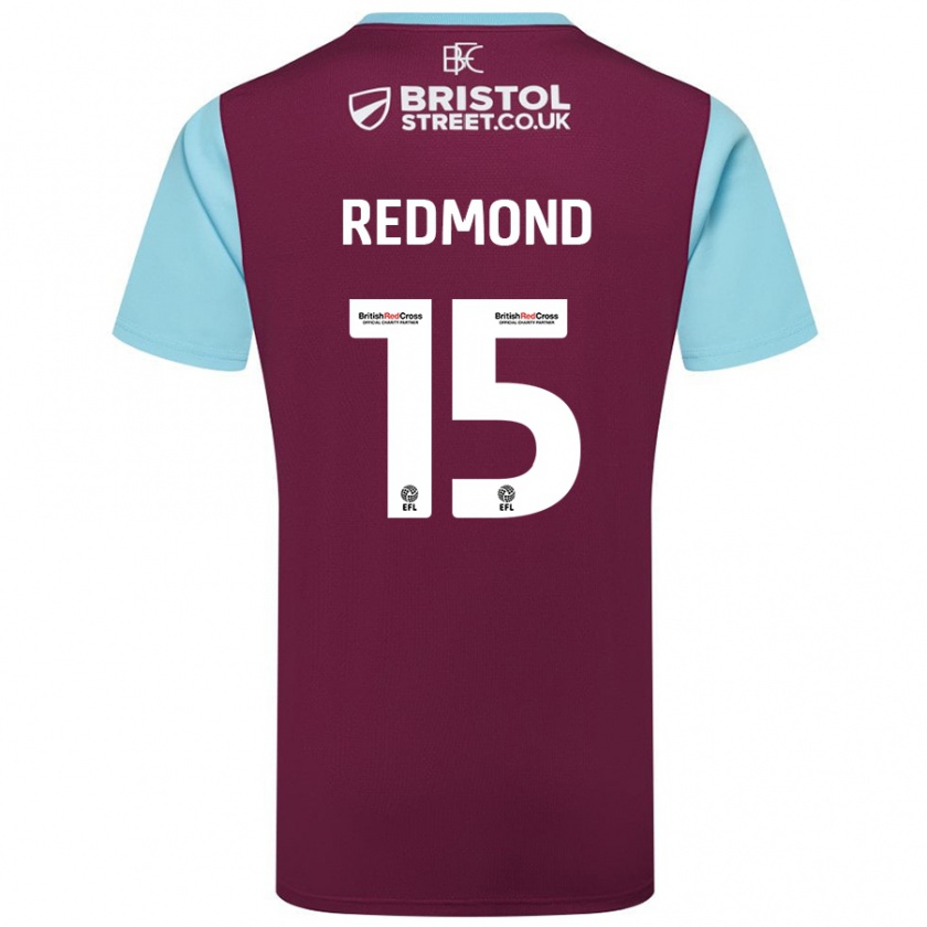 Kandiny Kinderen Nathan Redmond #15 Bordeauxrood Hemelsblauw Thuisshirt Thuistenue 2024/25 T-Shirt België