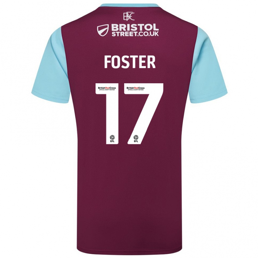 Kandiny Niño Camiseta Lyle Foster #17 Borgoña Azul Cielo 1ª Equipación 2024/25 La Camisa