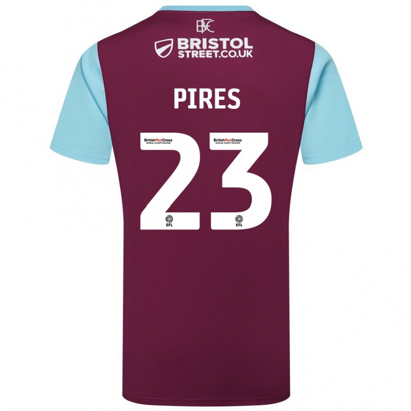 Kandiny Niño Camiseta Lucas Pires #23 Borgoña Azul Cielo 1ª Equipación 2024/25 La Camisa México