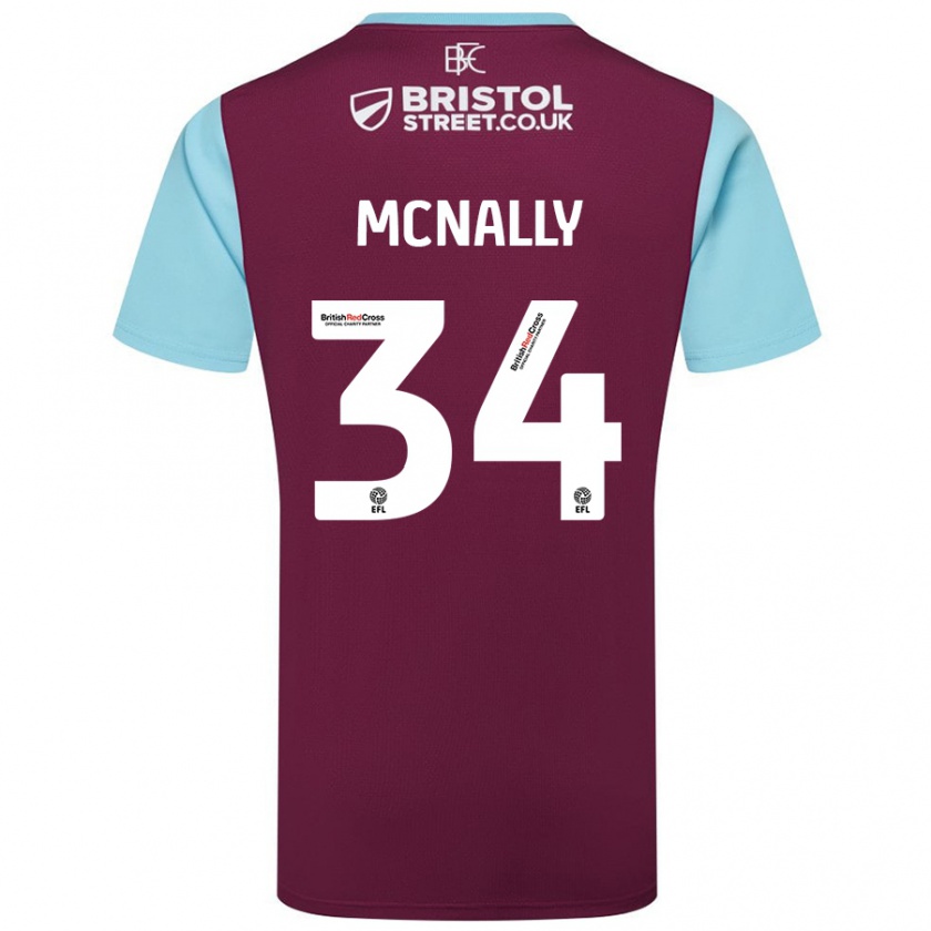 Kandiny Bambino Maglia Luke Mcnally #34 Borgogna Azzurro Kit Gara Home 2024/25 Maglietta